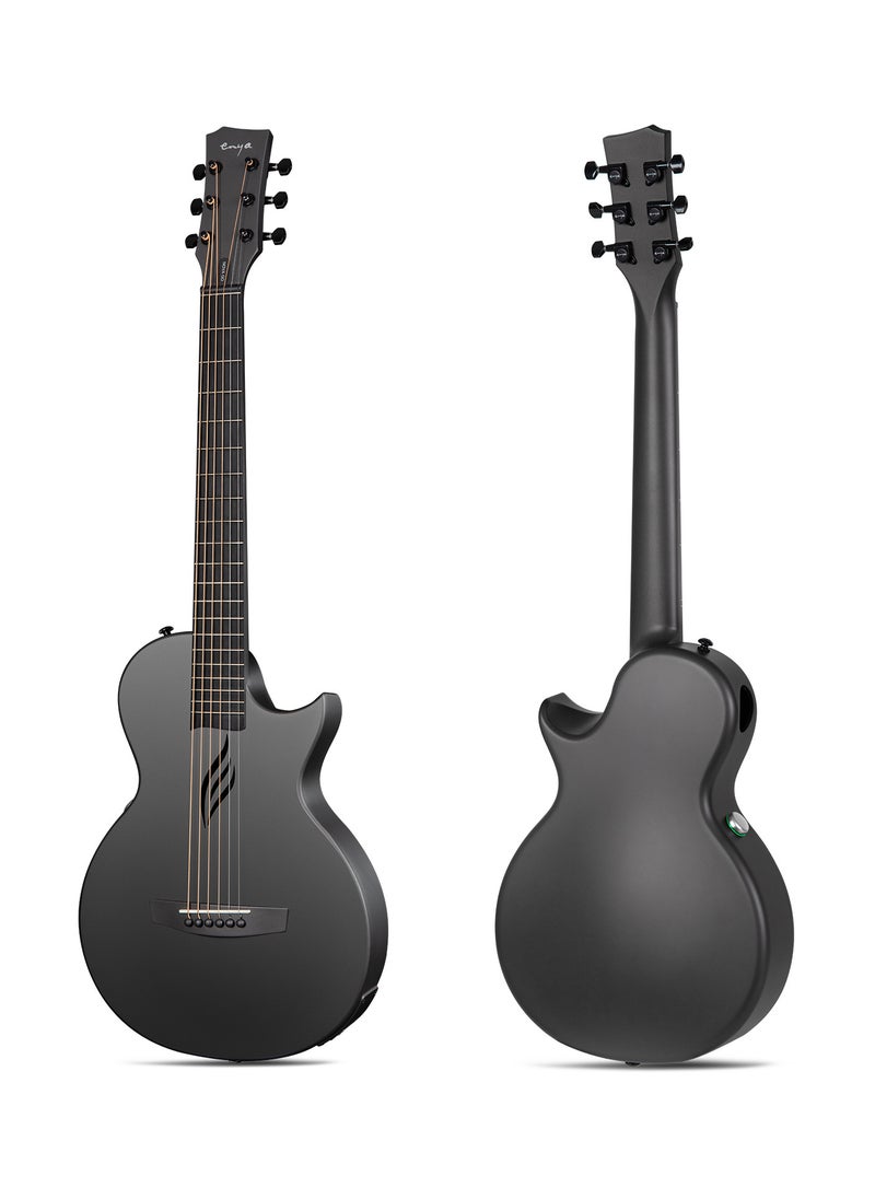 enya - Enya NOVA Go SP1 Carbon Fiber Acoustic Electric Guitar with Smart AcousticPlus 35 Inch Travel Acustica Guitarra Starter Bundle Kit of Gig Bag, Strap, Strings, Charging Cable, Instrument Cable(Black) - Image 1