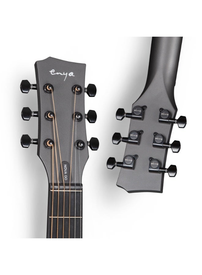 Enya NOVA Go SP1 جيتار كهربائي صوتي من ألياف الكربون مع Smart AcousticPlus 35 بوصة للسفر Acustica Guitarra مجموعة أدوات للمبتدئين من حقيبة الحفلة، والحزام، والأوتار، وكابل الشحن، وكابل الأدوات (أسود) - Image 3
