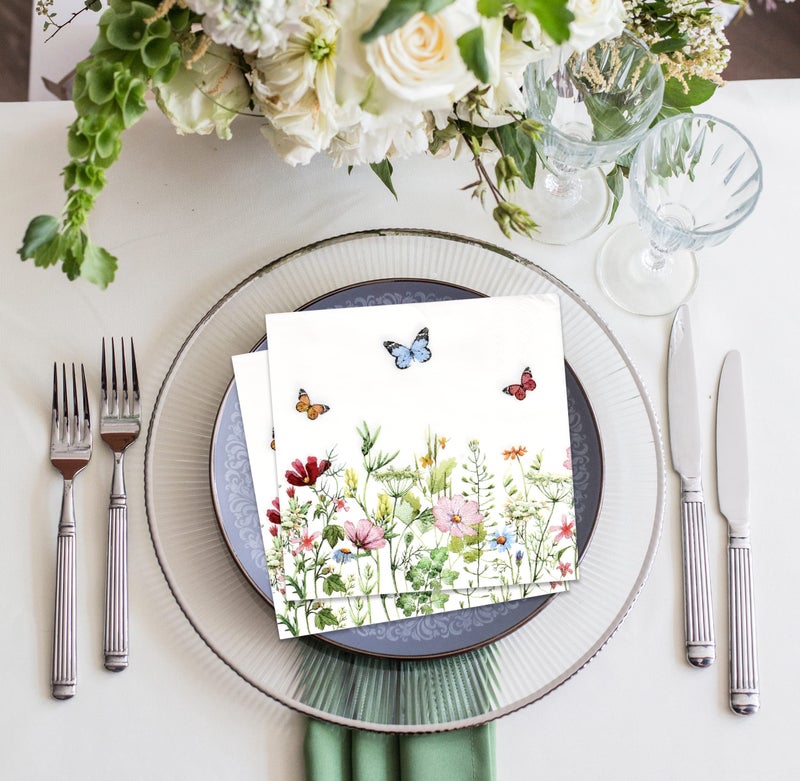 Gift Boutique Gift Boutique 100 Pcs Floral Wildflower Cocktail Beverage Napkins Disposable Paper Butterfly Wild Flower Dessert Napkin for Tableware Party Supplies  - Image 3