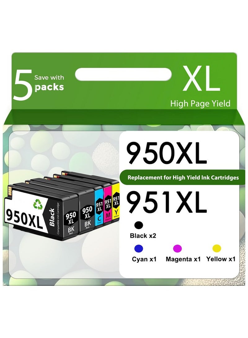 950XL 951XL Ink Cartridges High Yield for 950 951 XL Ink Cartridges Combo Pack for Printers OfficeJet Pro 8620 8610 8600 8110 8100 8630 8640 8660 8615 8616 8625 271DW 276DW 251DW (5 Pack)  - Image 1