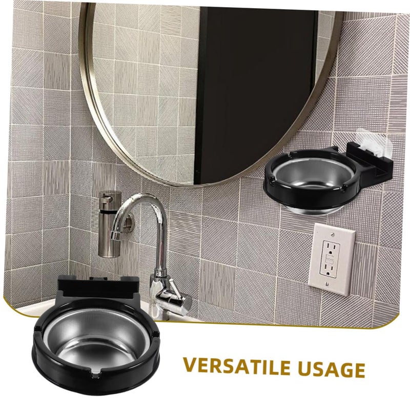 2Pcs Black Smokeless Ashtray Indoor Wall Mounted Butt Receptacle for Office Hotel Use - Image 4