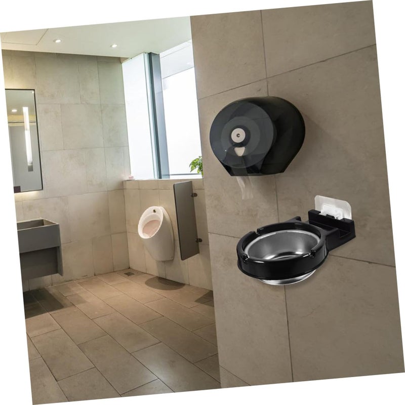 2Pcs Black Smokeless Ashtray Indoor Wall Mounted Butt Receptacle for Office Hotel Use - Image 5