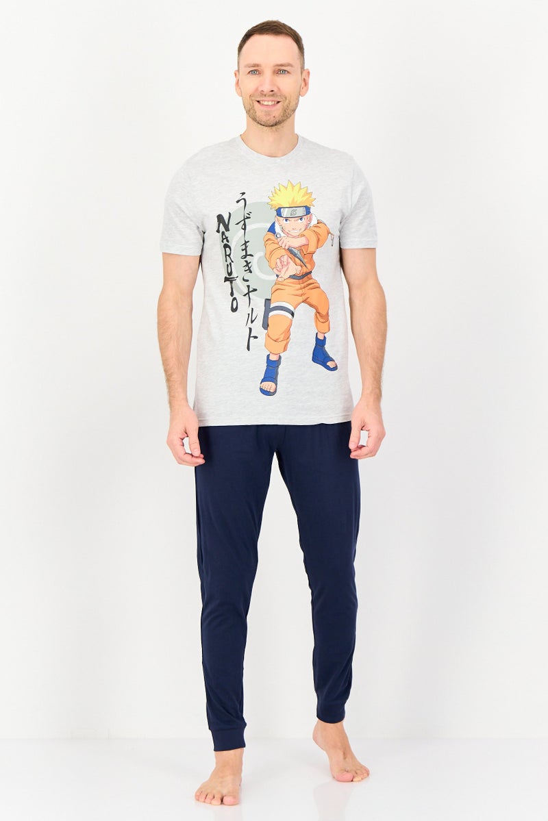 Naruto Men 2 Pcs Graphic Print Short Sleeve And Pajama Pants Set, Multicolor - Image 1
