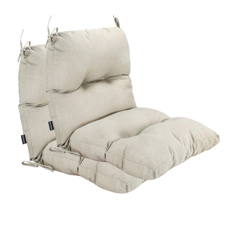 BOSSIMA Outdoor Indoor High Back Chair Tufted Thick Cushions Comfort Replacement Patio Seating Cushions Set of 2 Olefin Taupe
