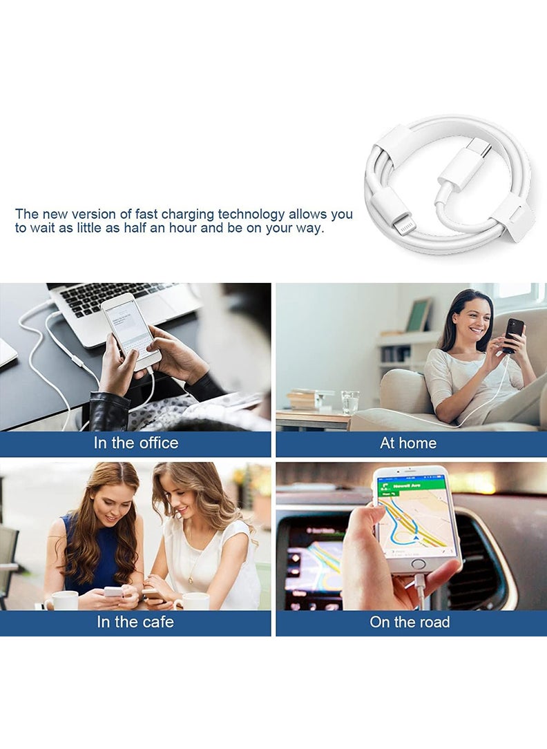 Theodor - USB C to Lightning Cable, Fast Charger USB C iPhone Charger Cable Type C to Lightning Cable (2-Meter)-White - Image 1