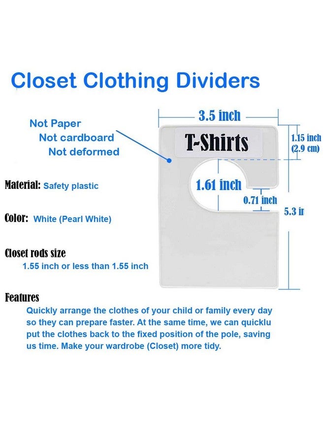 DMLNN 10 Pack White Clothing Rack Size Dividers Plus 60 Labels (1 Inch) and 16 Large Blank Labels, Large Rectangular Clothing Closet dividers (Pearl White) - Image 5