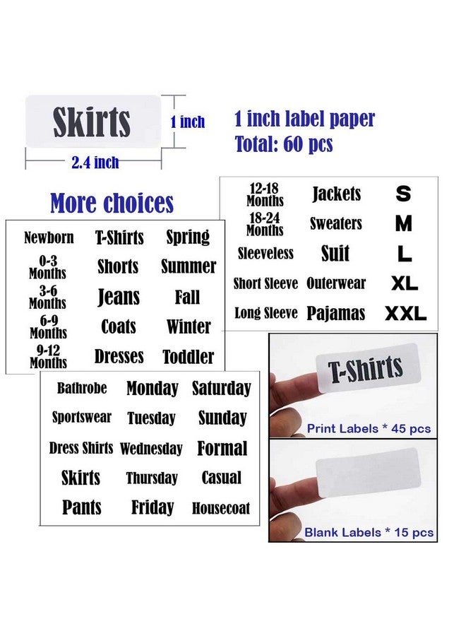 DMLNN 10 Pack White Clothing Rack Size Dividers Plus 60 Labels (1 Inch) and 16 Large Blank Labels, Large Rectangular Clothing Closet dividers (Pearl White) - Image 4