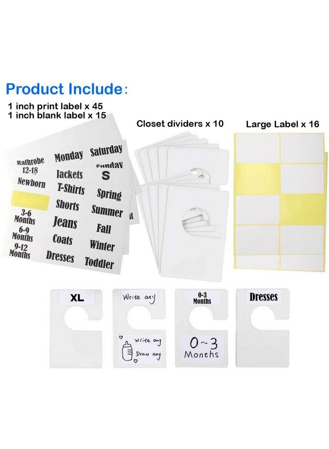 DMLNN 10 Pack White Clothing Rack Size Dividers Plus 60 Labels (1 Inch) and 16 Large Blank Labels, Large Rectangular Clothing Closet dividers (Pearl White) - Image 3