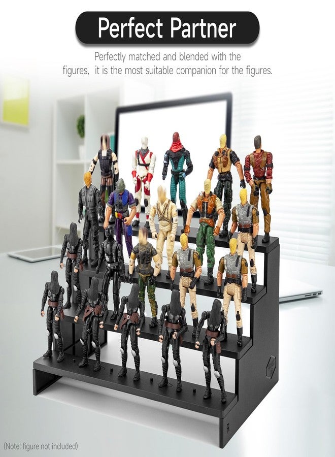DisplayMore 3.75 inch Action Figure Riser Display Shelf,4 Tier Stand Base with PEG For 1/18 inch Scale Action figure Organizer and Storage, Compatible with 1/18 Scale Vintage Star Wars /G.i Joe Figures Toy (Fit For 3.75 inch Vintage SW/GI JOE-Black) - Image 5
