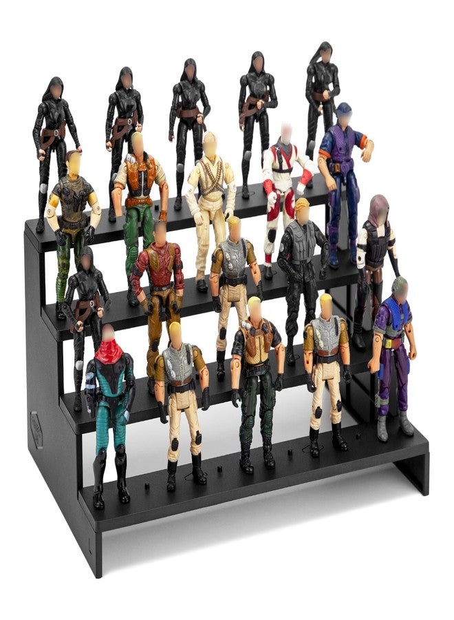 DisplayMore 3.75 inch Action Figure Riser Display Shelf,4 Tier Stand Base with PEG For 1/18 inch Scale Action figure Organizer and Storage, Compatible with 1/18 Scale Vintage Star Wars /G.i Joe Figures Toy (Fit For 3.75 inch Vintage SW/GI JOE-Black) - Image 1