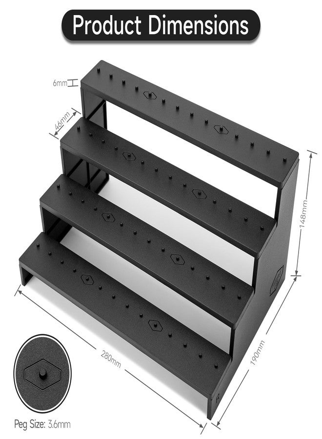 DisplayMore 3.75 inch Action Figure Riser Display Shelf,4 Tier Stand Base with PEG For 1/18 inch Scale Action figure Organizer and Storage, Compatible with 1/18 Scale Vintage Star Wars /G.i Joe Figures Toy (Fit For 3.75 inch Vintage SW/GI JOE-Black) - Image 2