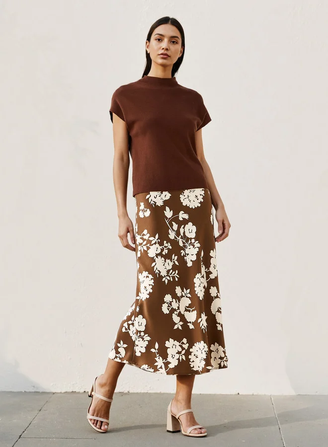 Splash FAV Ribbed High Neck Top with Extended Sleeves