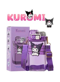 Kawaii Water Bottle Dual Nozzle Design with Portable Stylish Perfect Sport Travel Work 17.5OZ/520ML, Purple 17.5 OZ  - Image 1