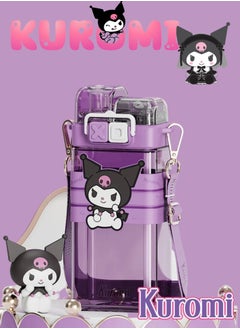 Kawaii Water Bottle Dual Nozzle Design with Portable Stylish Perfect Sport Travel Work 17.5OZ/520ML, Purple 17.5 OZ  - Image 5