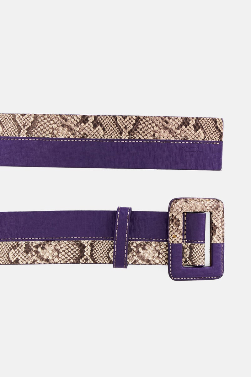 Harmont & Blaine Women Animal Print Leather Belt, Purple - Image 2