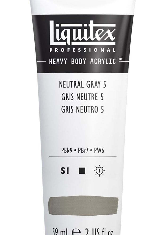 Liquitex Professional Heavy Body Acrylic Paint - Neutral Gray Value 5, 2 Fl Oz - Image 1
