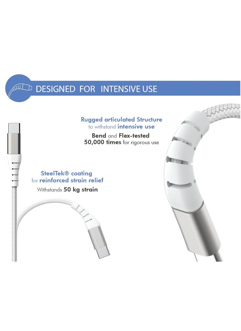 Generic - Force Power Lite USB C to USB C Reinforced Cable 1.2M Lifetime Warranty White - Image 1