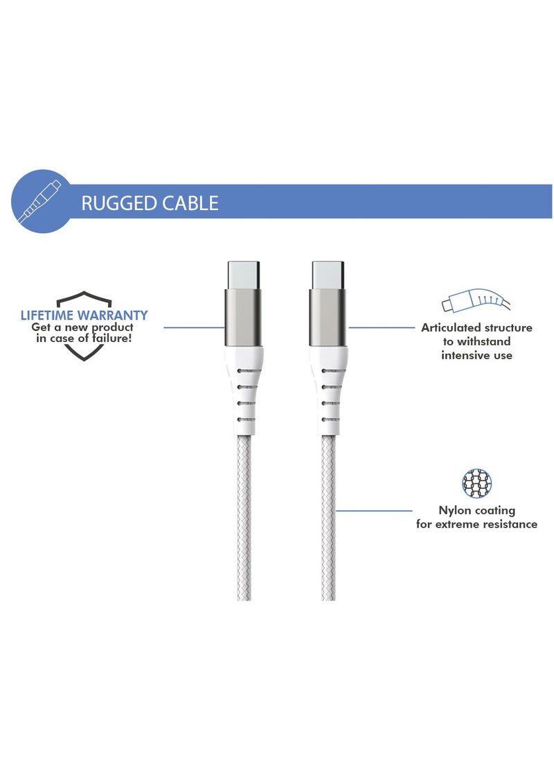 Generic - Force Power Lite USB C to USB C Reinforced Cable 1.2M Lifetime Warranty White - Image 1