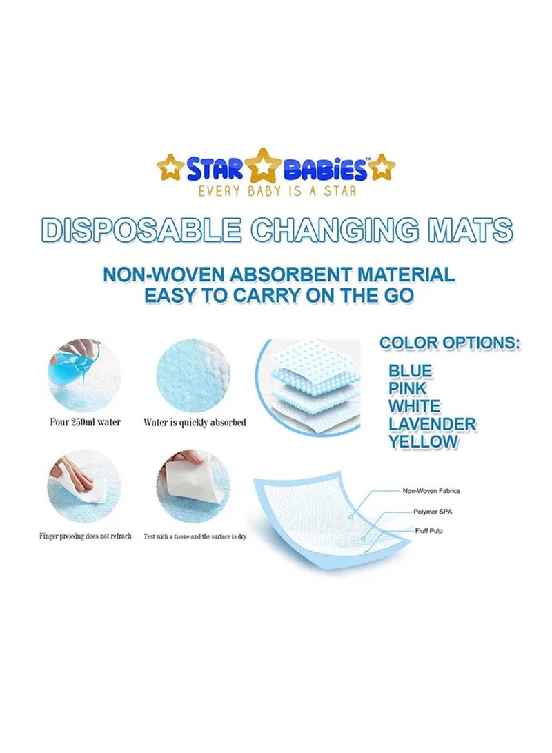 STAR BABiES Star Babies - Combo Pack of 2- Disposable Changing Mat Pack of 12 with Scented Bag (5 Pcs w/Dispenser) - Blue  - Image 3
