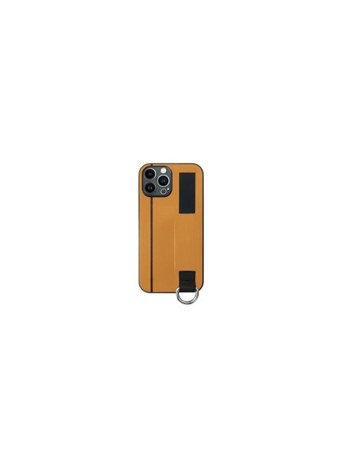 CATANES iPhone 13 Pro Max Case Cover with Hand Strap Finger Grip Loop and Card Holder Slot Mustard Yellow  - Image 1