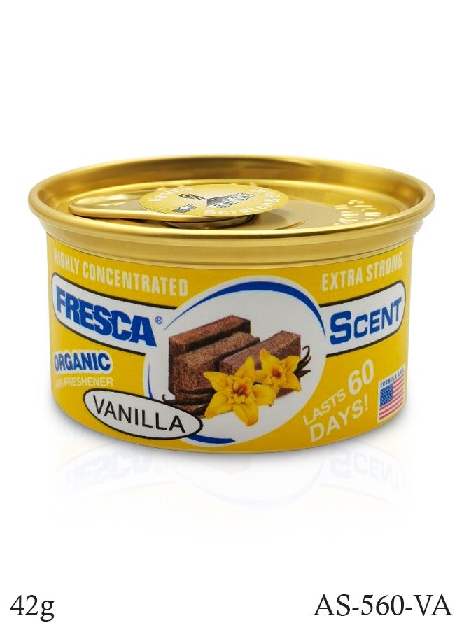 Organic Fresca Scent Vanilla Can Air Freshener 42g Highly Concentrated, Long Lasting up to 60 Days AS-560-VA - Image 1