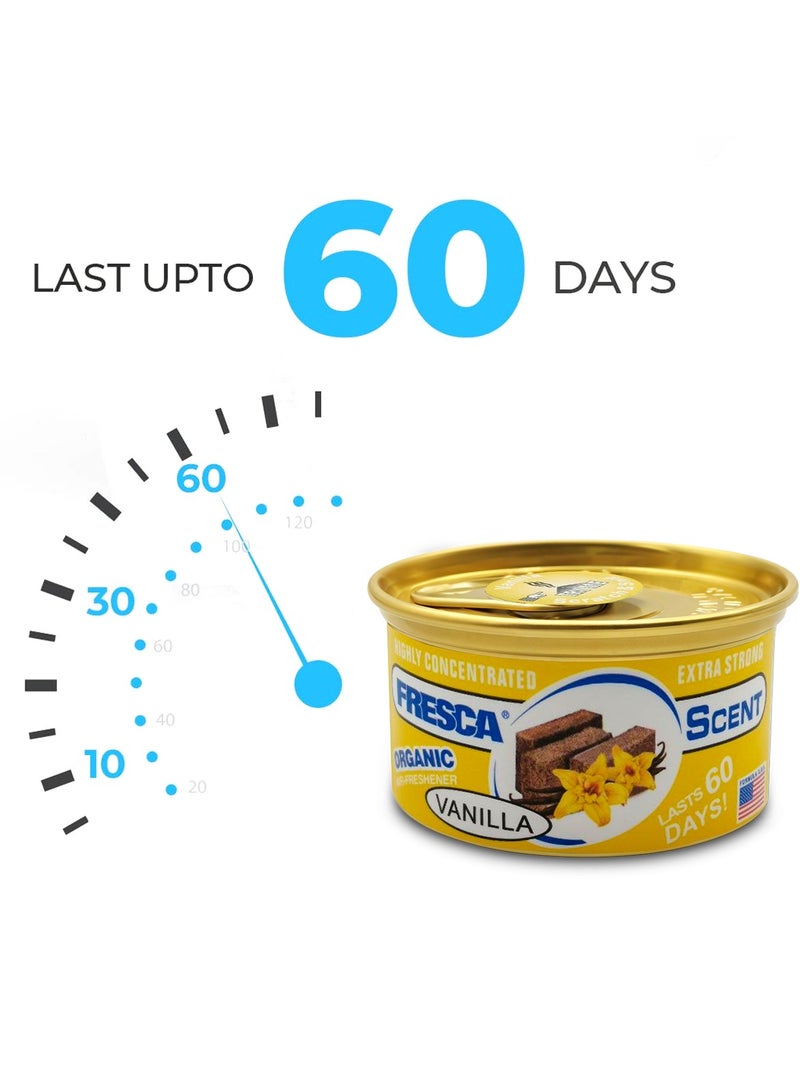 Organic Fresca Scent Vanilla Can Air Freshener 42g Highly Concentrated, Long Lasting up to 60 Days AS-560-VA - Image 4