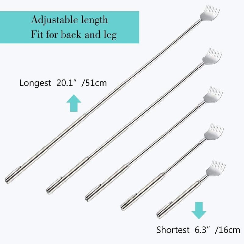 ChicAbode Extendable Back Scratcher 4 Pack - Stainless Steel Telescoping Itch Relief Tool, Multi-Purpose Body Massager for Adults, Portable Durable Back Scratcher for Men & Women - Image 2