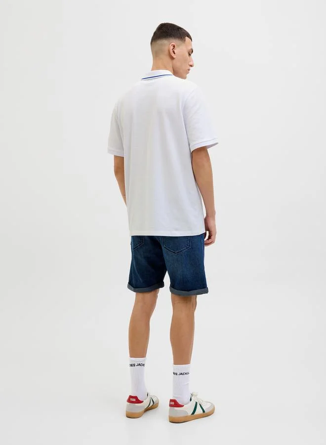 JACK & JONES Regular Fit Polo Collar T-Shirt with Badge Detail