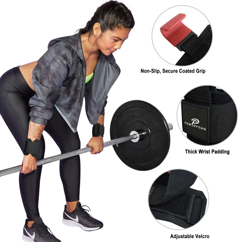 powerfeng Lifting Hooks for Weight Lifting: Weightlifting Hooks Wrist Straps Hand Grip Support for Deadlift Weightlifting Gym Gloves for Men & Women - Image 3