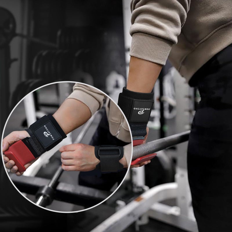 powerfeng Lifting Hooks for Weight Lifting: Weightlifting Hooks Wrist Straps Hand Grip Support for Deadlift Weightlifting Gym Gloves for Men & Women - Image 5