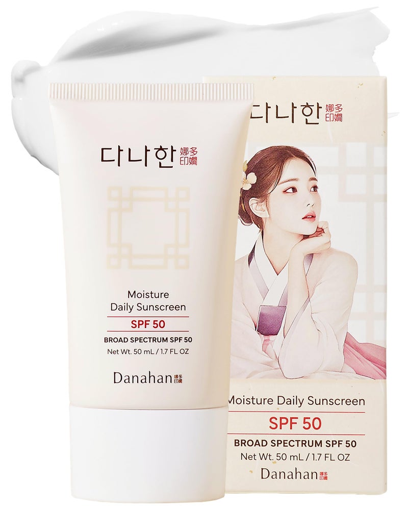 Danahan Moisture Daily Sunscreen SPF 50 Broad Spectrum â€“ No White Cast, Lightweight Korean Face Sunscreen | Hybrid UV Protection with Ginseng & Niacinamide, 1.7 oz - Image 1