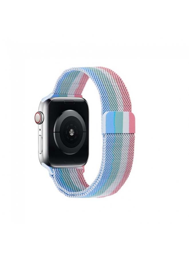 NIBEMINENT Milanese Replacement Band For Apple Watch 38/40mm Blue/White/Pink - Image 3