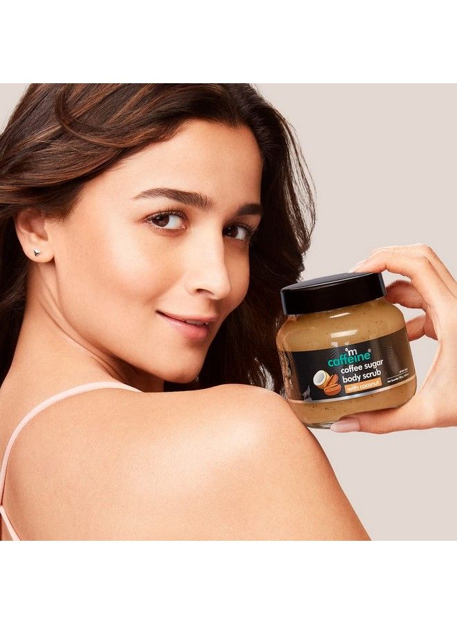 MCaffeine Coffee Sugar Body Scrub With Coconut For Gentle Exfoliation & Smoothening ; Reduces Dead Skin Tan & Scars ; Even Toned Skin With Coconut Aroma ; Ultra Fine Scrub For Men & Women 250G  - Image 3