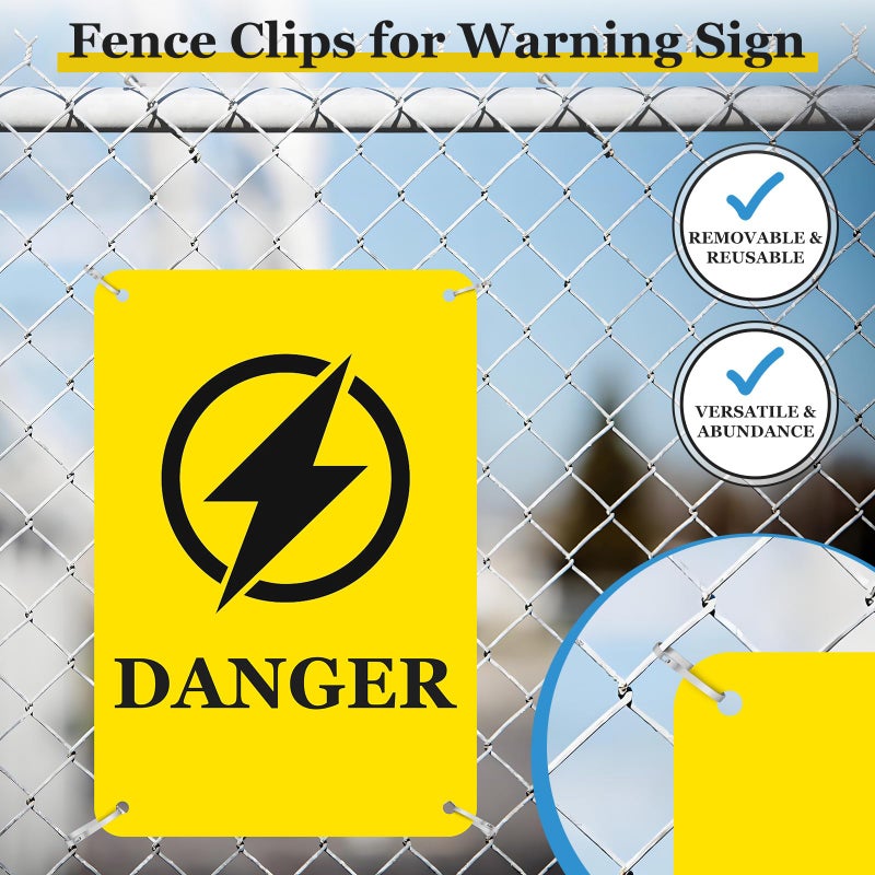Daletu 16 PACKS Real Estate Sign Clips for Hanging Signs, Real Estate Sign Rider Clips, Metal Sign Clips to Hanging Sign Posts, Stainless Steel Fence Clips for Sale and Open House Signs - Image 3