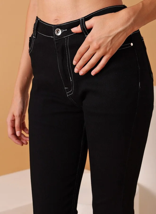 STREET 9 Slim Fit Black Stretchable Jeans for Women