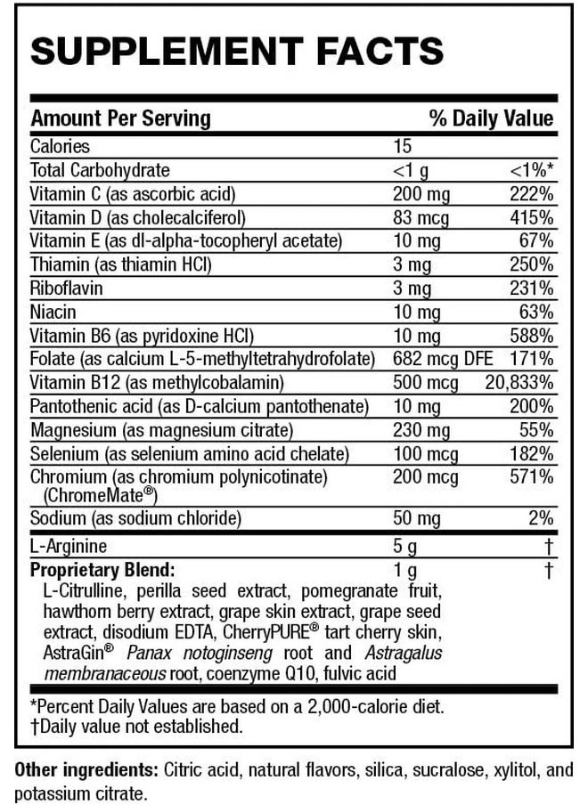 Life's Fortune - Cardio Healthblood Pressure Supplements Natural Berry Flavor Nitric Oxide Booster Larginine Lcitrulline Complete Cardiovascular Support Vegan Nongmo - Image 1