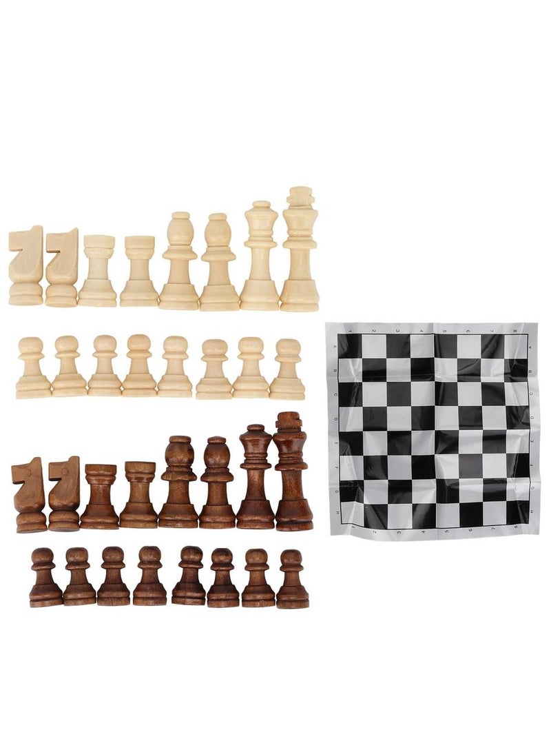 Wooden Carved Chess Pieces Set With Plastic Chessboard, 32Pcs - Image 1