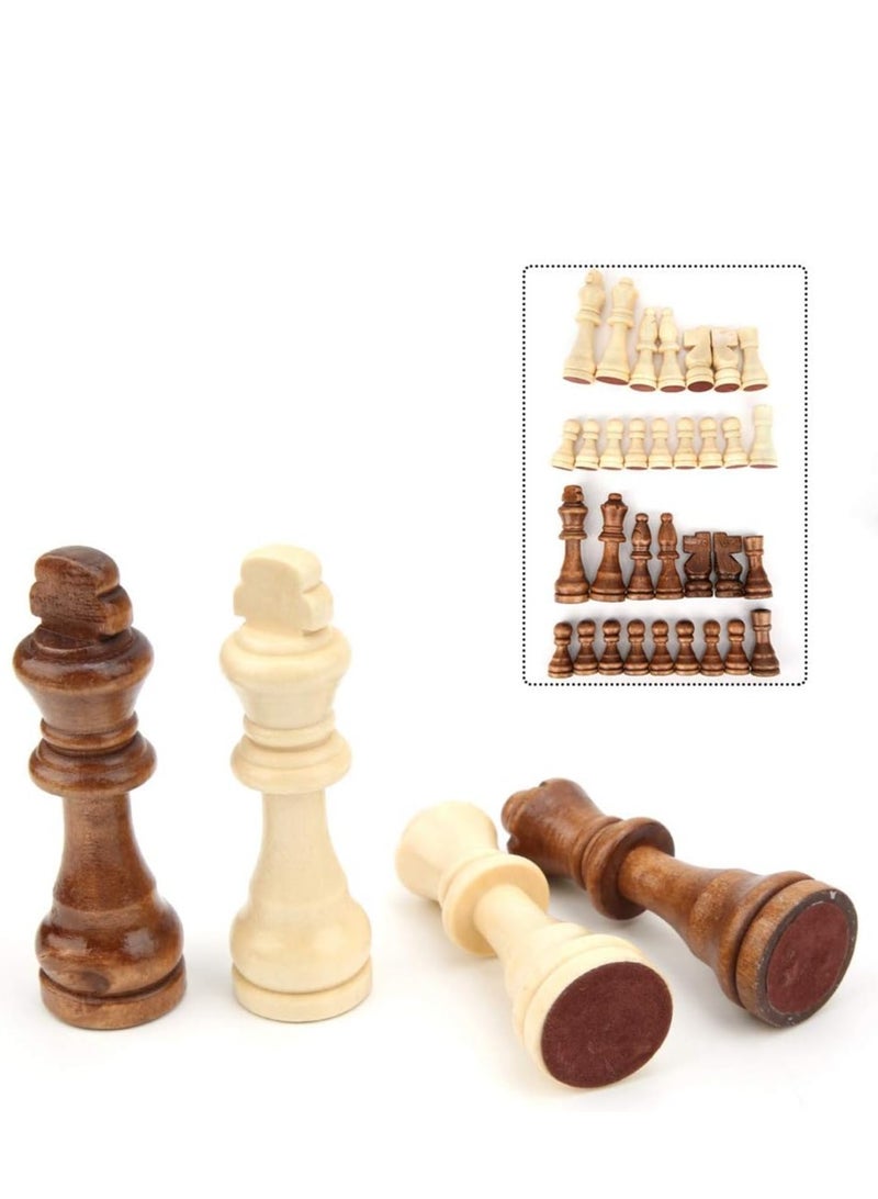 Wooden Carved Chess Pieces Set With Plastic Chessboard, 32Pcs - Image 4