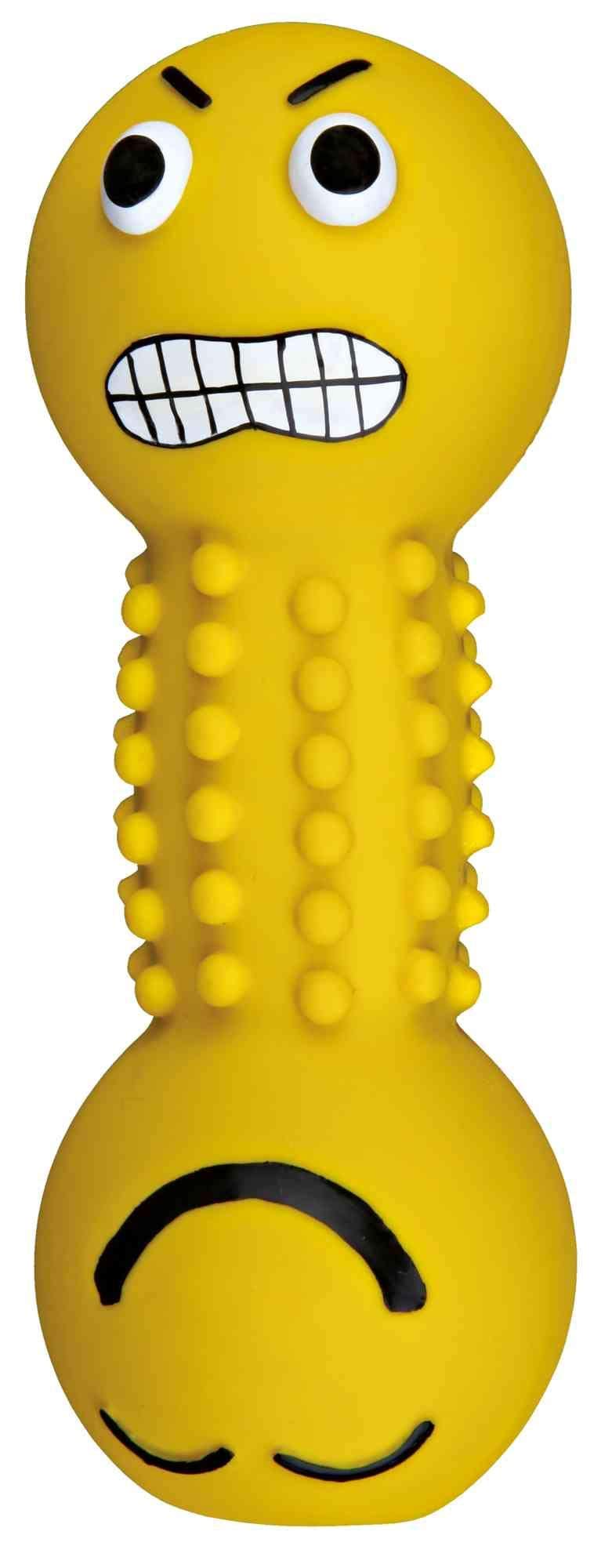 TRIXIE Smiley Dumbbell with Motifs Toy for Dogs, Latex Material, Great for Playing Fetch and Retrieve, Squeaker Toy (Any 1 Color) - 19 cm - Image 1