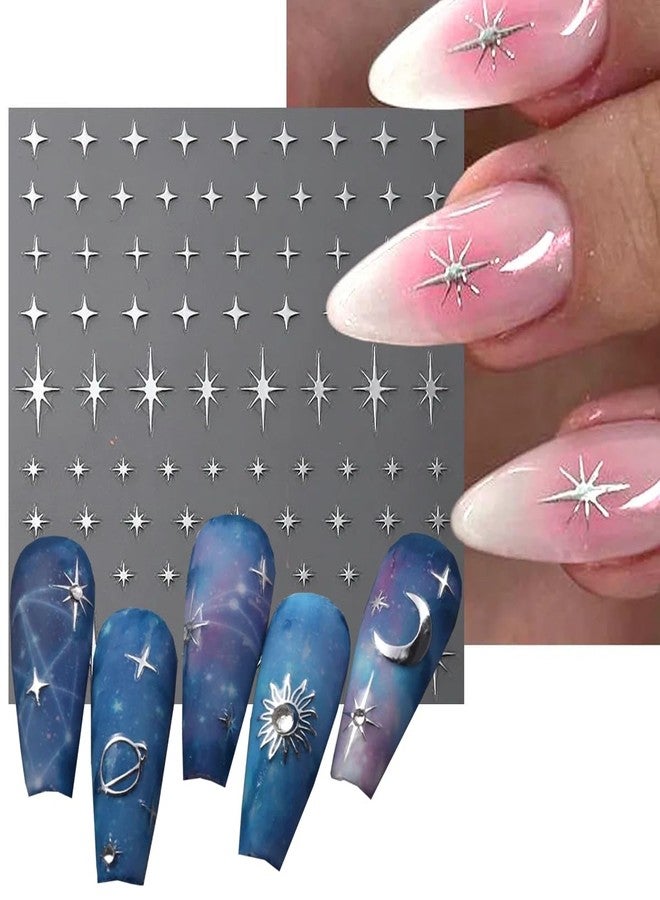 YKZFUI 8 Sheets Moon Star Nail Stickers 3D Self-Adhesive Art Decal Sun Design Laser Gold Metallic Supplies for Women Girls DIY Acrylic Nails Decoration - Image 5
