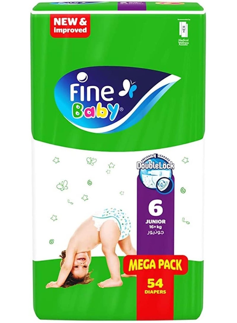 Fine Baby Diapers Double Lock Junior Size 16+kg Value Pack 54 pcs