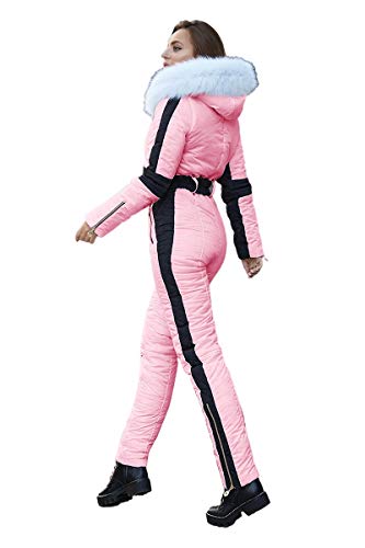 Yousify Womens Winter Onesie Ski Jumpsuits Outdoor Sports Waterproof Snowsuit Removable Faux Fur Collar Coat Jumpsuit - Image 3