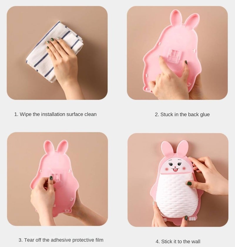 Divik Rabbit Shape Non-Drill Wall Mounted Lotion, Makeup Tools Storage Holder//Rabbit Shape Storage Rack with Hanging Hook for Home, Office, Living Room, Bedroom, Bathroom (4) - Image 4