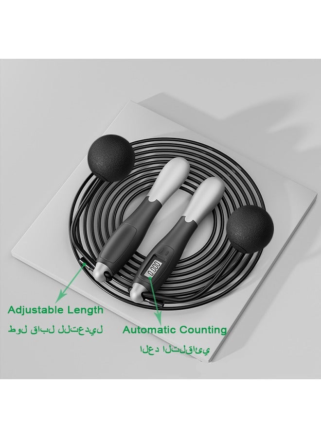 فن كوخ حبل القفز مع عداد ، حبل قفز متعدد الوظائف بطول قابل للتعديل ، حبل قفز رقمي ذكي قابل للتعديل ، تمرين داخلي وخارجي لتمارين اللياقة البدنية للرجال والنساء والأطفال (رمادي) - Image 2