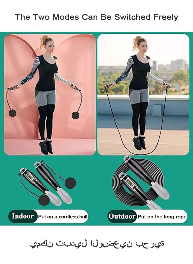 فن كوخ حبل القفز مع عداد ، حبل قفز متعدد الوظائف بطول قابل للتعديل ، حبل قفز رقمي ذكي قابل للتعديل ، تمرين داخلي وخارجي لتمارين اللياقة البدنية للرجال والنساء والأطفال (رمادي) - Image 3