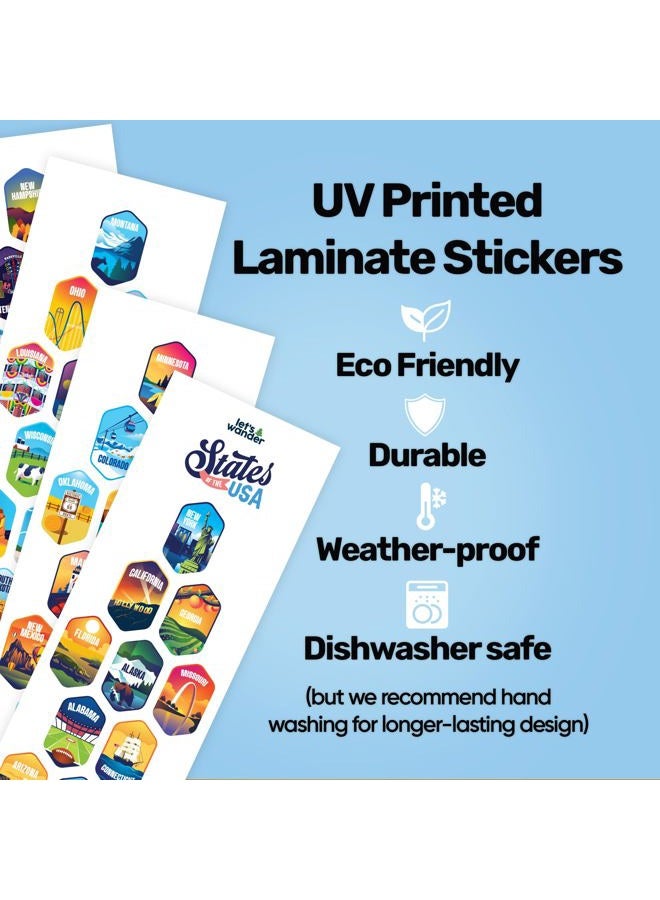 LET'S WANDER Original Lets Wander 50 States Water Bottle with Waterproof Stickers - 32oz Leakproof Insulated Stainless Steel with Straw - 50 States of the USA Bucket List [BLACK] - Image 5