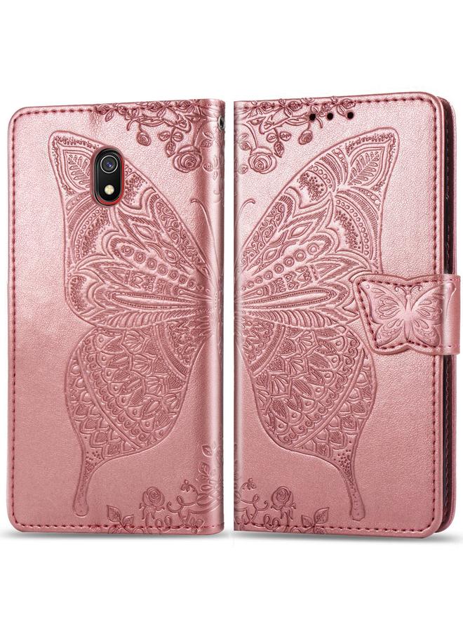Case For Xiaomi Redmi 8A Butterfly Love Flower Embossed Horizontal Flip Leather Case with Bracket Lanyard Card Slot Wallet