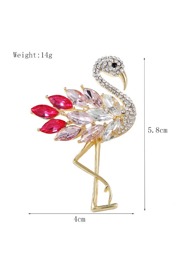 Luxury & Trendy Crystal Rhinestone Accessory Brooch Pin for Women, for clothes and Bags Fashion Enamel Available in different shapes and colors Gold/Silver (Flamingo) - Image 5