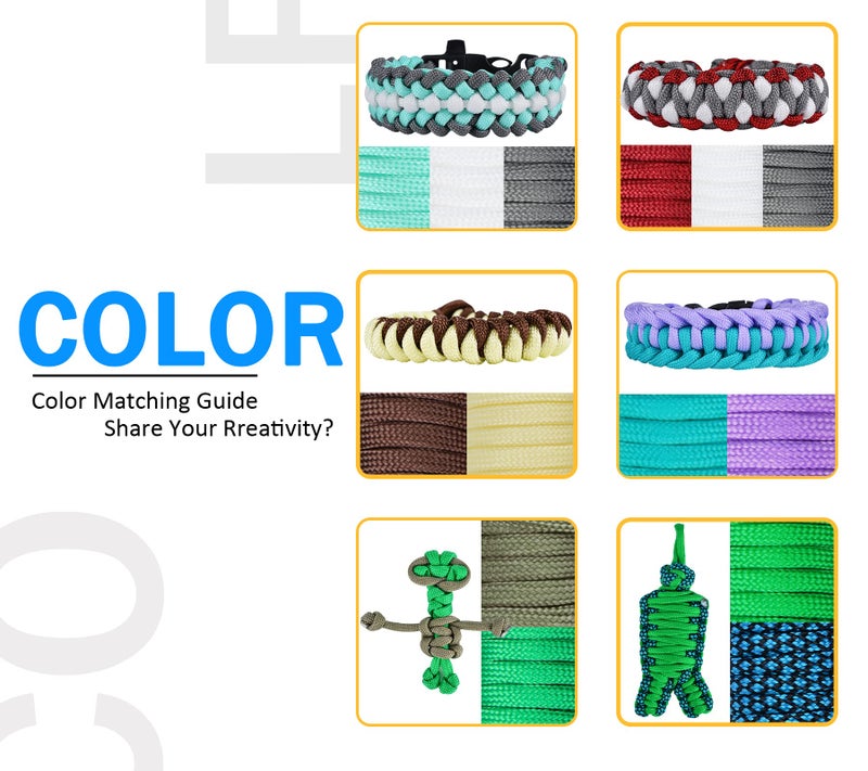 MONOBIN 24 Colors 10ft Paracord Rope with Instruction, Paracord 550 Combo kit, Multifunction Parachute Cord for Making Paracord Bracelets, Lanyard, Dog Collar, Idea for Gift (24 Colors B) - Image 3