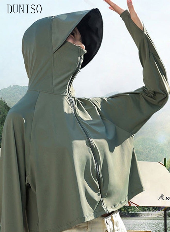 DUNISO Lightweight Sun Protection Clothing For Women, UPF 50+ Long Sleeve Sun Protection Hoodie Shirt, Long Sleeve Ice Silk Hoodie Shirts for Outdoor Climbing Hiking - Image 5